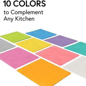 Paños para platos suecos al por mayor suecos - Paquete de 10 toallas de mano absorbentes y reutilizables para Home & Kitchen, encimeras y platos de lavado - Paño de esponja de celulosa - Regalos ecológicos - Surtidos - Imagen 9