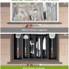 Organizador de cajones extensible de bambú para soporte de utensilios, bandeja ajustable para cubiertos, organizador de divisores de cajones de madera para cubiertos, cubiertos, cuchillos en la Home & Kitchen, dormitorio, sala de estar de Pipishell (negro) - Imagen 7