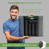 Organizador de cajones extensible de bambú para soporte de utensilios, bandeja ajustable para cubiertos, organizador de divisores de cajones de madera para cubiertos, cubiertos, cuchillos en la Home & Kitchen, dormitorio, sala de estar de Pipishell (negro) - Imagen 4