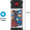 THERMOS FUNTAINER Botella de pajita para niños con aislamiento al vacío de acero inoxidable de 12 onzas, Avengers - Imagen 7