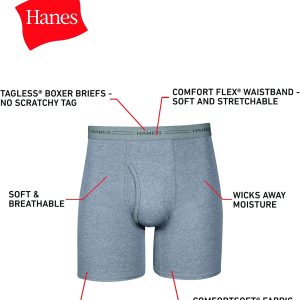 Calzoncillos bóxer Hanes Cool Dri sin etiqueta para hombre con cintura ComfortFlex, varios paquetes disponibles - Imagen 2