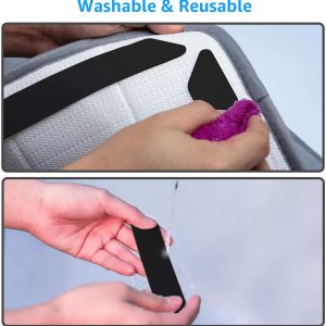 12 cintas para alfombras, reutilizables, lavables, para alfombras, almohadillas antideslizantes de doble cara para suelos de madera dura, topes para alfombras, color negro - Imagen 5
