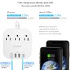 Regleta con USB C, 3 salidas, 4 puertos USB (22,5 W/4,5 A), estación de carga de escritorio, enchufe plano, cable de extensión trenzado de 5 pies, protector contra sobretensiones para viajes, cruceros, lista ETL - Imagen 3