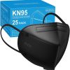 Funight KN95 Máscaras faciales Paquete de 25 Máscaras faciales desechables con filtro transpirable de 5 capas Negro