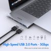 Adaptadores USB C Hub para MacBook Pro 2020, MacBook Pro Adaptador USB MacBook HDMI Multiport Mac Dongle Accesorios para MacBook Pro Air 2020-2018 con 4K HDMI, 2 puertos USB 3.0, SD/TF, Thunderbolt 3, USB C - Imagen 3