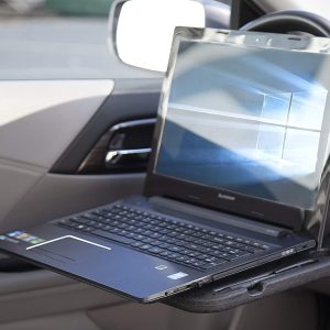lebogner Escritorio para volante de automóvil, computadora portátil, tableta, iPad o notebook Mesa de viaje para automóvil, gancho para comer Food & Beverages en la bandeja del volante, para viajeros constantes, se adapta a la mayoría de los volantes de vehículos - Imagen 6