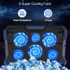Almohadilla de refrigeración para portátil, refrigerador para portátil con 6 ventiladores LED silenciosos para soporte de ventilador de refrigeración para portátil de 15,6 a 17 pulgadas, almohadilla de refrigeración portátil ultradelgada alimentada por USB para juegos, función de velocidad del ventilador de control de interruptor - Imagen 3