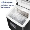 Euhomy máquina para hacer hielo encimera, 40 libras/24 horas de autolimpieza automática, 24 cubitos de hielo en 13 minutos, máquina portátil compacta para hacer cubitos de hielo, con pala de hielo y cesta, perfecta para el Home & Kitchen/Home & Kitchen/oficina/bar (negro) - Imagen 2