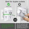 Cargador de pared USB, protector contra sobretensiones, QINLIANF Extensor de 5 salidas con 4 puertos de carga USB (4,8 A en total) Tira de alimentación de 3 lados 1680J Adaptador de pared de enchufes múltiples espaciados para el Home & Kitchen Viajes Oficina (3U1C) - Imagen 4