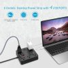 Tira de alimentación, cable de extensión AHRISE con 6 salidas de CA y 4 puertos de carga USB (5 V/3,4 A, 17 W) para smartphones, tabletas, Home & Kitchen, oficina, hotel, crucero, cable de 5 pies de largo, lista ETL, color negro - Imagen 2