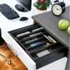 Organizador de cajones extensible de bambú para soporte de utensilios, bandeja ajustable para cubiertos, organizador de divisores de cajones de madera para cubiertos, cubiertos, cuchillos en la Home & Kitchen, dormitorio, sala de estar de Pipishell (negro) - Imagen 6