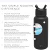 Botella de agua simple y moderna para niños con tapa de pajita Termo de metal de acero inoxidable aislado al vacío | Frasco reutilizable a prueba de fugas sin BPA para la escuela | Colección Cumbre | 14 oz, negro medianoche - Imagen 5