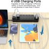 Regleta de alimentación, protector contra sobretensiones Tcstei con 12 salidas y 4 puertos USB, cable de extensión de 6 pies (1875 W/15 A) para el Home & Kitchen, oficina, dormitorio Essentials, 2700 julios, lista ETL, (negro) - Imagen 4