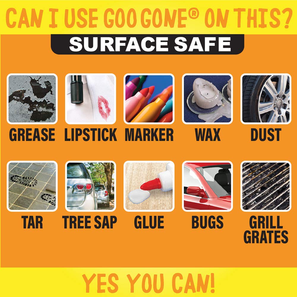 Removedor de adhesivo Goo Gone – 8 onzas – Eliminador de adhesivo seguro para superficies Elimina de forma segura pegatinas Etiquetas Calcomanías Cinta de residuos Goma de mascar Grasa Tar - Imagen 8