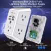Cargador de pared USB, protector contra sobretensiones, QINLIANF Extensor de 5 salidas con 4 puertos de carga USB (4,8 A en total) Tira de alimentación de 3 lados 1680J Adaptador de pared de enchufes múltiples espaciados para el Home & Kitchen Viajes Oficina (3U1C) - Imagen 6