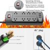Tira de alimentación con protector contra sobretensiones, cable de extensión Nuetsa con 8 salidas y 4 puertos USB, cable de alimentación de 6 pies (1625 W/13 A), 2700 julios, lista ETL, negro - Imagen 6