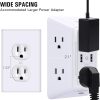 Cargador de pared USB, protector contra sobretensiones, extensor POWRUI de 6 salidas con 2 puertos de carga USB (2,4 A en total) y luz nocturna, regleta de alimentación de 3 lados con adaptador de salidas espaciadas - blanco, listado ETL - Imagen 3