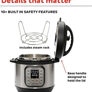 Instant Pot Duo 7 en 1 olla a presión eléctrica, olla de cocción lenta, olla arrocera, vapor, salteado, yogurtera, calentador y esterilizador, 3 cuartos, acero inoxidable/negro - Imagen 5