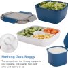 Freshmage - Contenedor de almuerzo para ensaladas para llevar, cuencos de ensalada de 52 onzas con 3 compartimentos, contenedor de aderezos para ensaladas, aperitivos, hombres, mujeres (azul) - Imagen 3