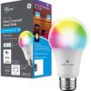Bombilla LED inteligente GE CYNC, cambio de color, Bluetooth y Wi-Fi habilitado, compatible con Alexa y Google Assistant, regulable, base media, forma de bombilla estándar (1 paquete), el embalaje puede variar