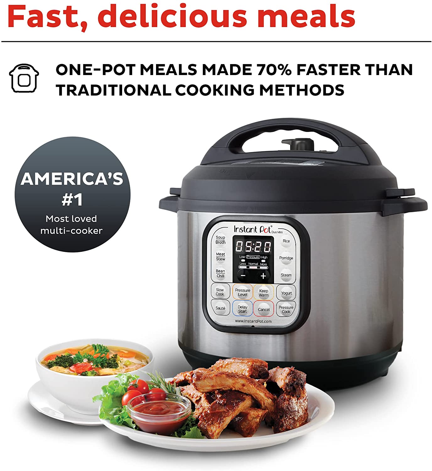 Instant Pot Pro olla eléctrica a presión 10 en 1, olla de cocción lenta,  para cocinar arroz y cereales, para saltear alimentos, vaporera, cocción al