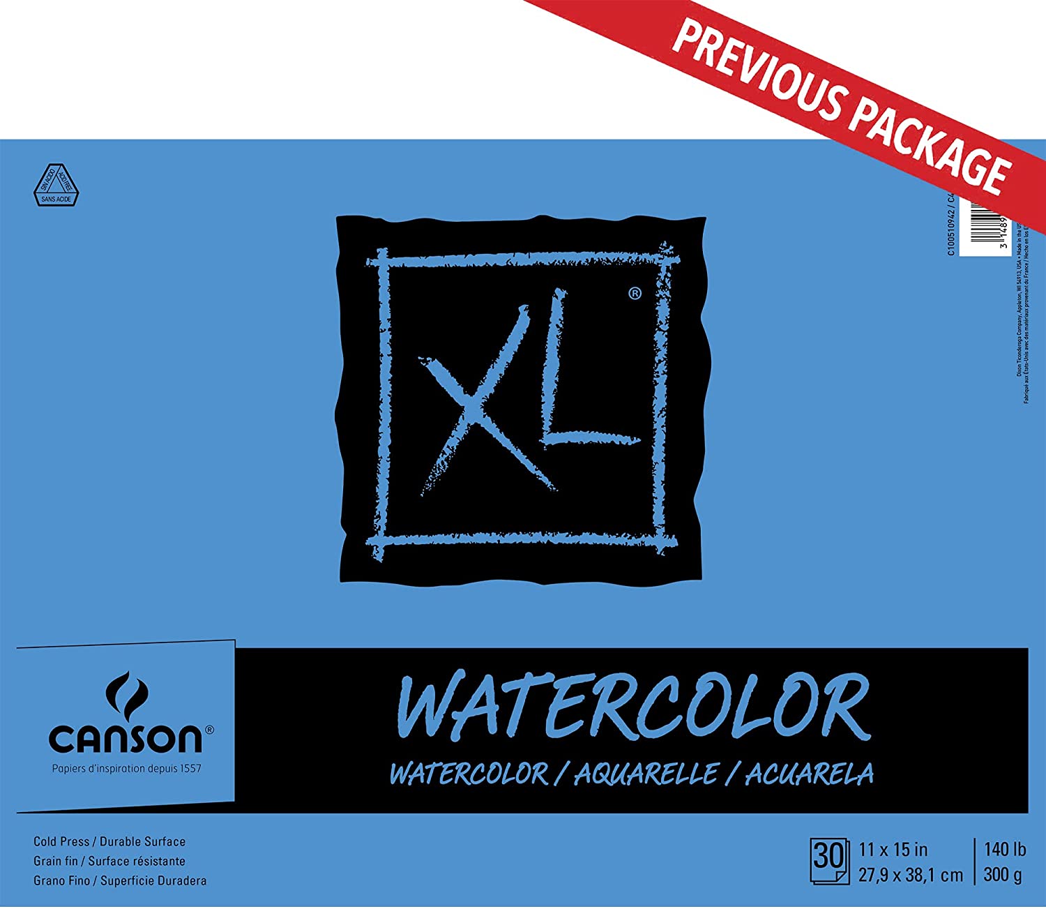 Canson 7022446 XL Series - Bloc de papel texturizado para acuarela para pintura, 140 libras, 11" x 15" plegable, 30 hojas, color blanco - Imagen 2