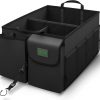 Drive Auto Car Organizer - Organizador de maletero plegable, multicompartimento para automóvil SUV para almacenamiento con correas ajustables - Accesorios para camiones y automóviles para mujeres y hombres - Negro