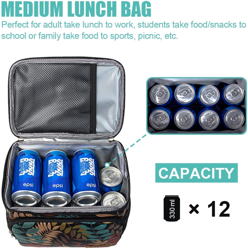 Bolsa de almuerzo térmica duradera con tapa enrollable; bolsas de almuerzo  de gran capacidad de apertura amplia para oficina, trabajo, picnic,  senderismo playa (carbón) : Todo lo demás 