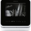 Farberware FDW05ASBWHA Lavavajillas de encimera portátil completo con tanque de agua incorporado de 5 litros, 5 programas, cuidado del bebé, lavado de vidrio y frutas, negro/blanco