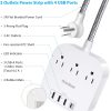 Regleta con USB C, 3 salidas, 4 puertos USB (22,5 W/4,5 A), estación de carga de escritorio, enchufe plano, cable de extensión trenzado de 5 pies, protector contra sobretensiones para viajes, cruceros, lista ETL - Imagen 8