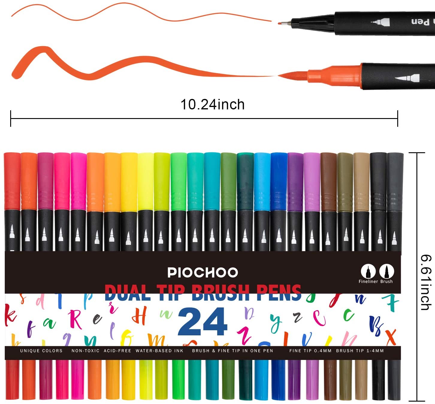 Rotuladores de doble pincel para colorear, 24 rotuladores de colores, rotuladores de punta fina y punta de pincel para niños, adultos, libros para colorear, diarios de bala, planificadores, toma de notas, escritura para colorear - Imagen 7