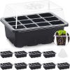 MIXC 10 paquetes de bandeja de inicio de semillas Kit de inicio de semillas con domo de humedad (bandeja total de 120 celdas) Bandejas de inicio de semillas Kit de inicio de plantas y kit de germinación de mini invernadero base para semillas en crecimiento