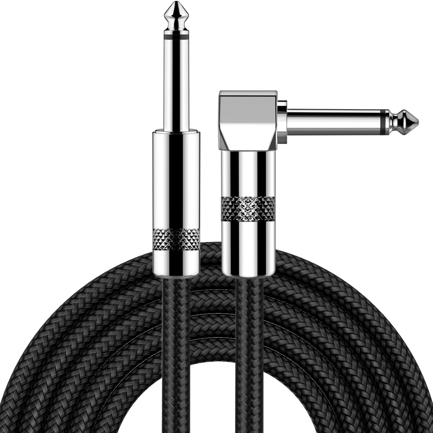 JOYO Cable de guitarra bajo de 15 pies para instrumento de audio  profesional, cable de amplificador de ángulo recto de 1/4 de pulgada  (negro, CM-12)