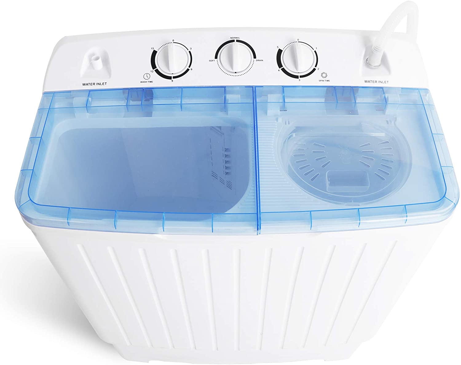 Lavadora portátil Giantex Mini Compact Twin Tub Lavadora 17.6lbs Lavadora  España Spinner Lavadora portátil, azul + blanco –