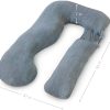 Almohada de embarazo PharMeDoc, funda de refrigeración en forma de U, gris oscuro con lado desmontable, soporte para espalda, caderas, piernas, vientre para mujeres embarazadas - Imagen 2