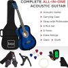 Best Choice Products - Kit de iniciación para guitarra acústica de madera para principiantes de 38 pulgadas con bolsa de transporte, sintonizador digital, 6 púas de celuloide, cuerdas de nailon, capo, tela, correa con soporte para púas, color azul - Imagen 2