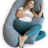 Almohada de embarazo PharMeDoc, funda de refrigeración en forma de U, gris oscuro con lado desmontable, soporte para espalda, caderas, piernas, vientre para mujeres embarazadas