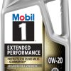 Mobil 1 Extended Performance Full Synthetic Motor Oil 0W-20, 5 cuartos (120903)