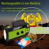 【2022 más reciente】 Radio meteorológica portátil con manivela solar de emergencia, con AM FM NOAA, 3 linternas LED, sensor de movimiento, lámpara de lectura, alarma SOS, cargador USB de batería recargable de 4000 mAh (verde) - Imagen 6