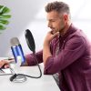 Aokeo Professional Microphone Pop Filter Mask Shield para Blue Yeti y cualquier otro micrófono, Micrófono de doble capa Wind Pop Screen con un brazo estabilizador de clip de cuello de cisne flexible de 360 ° - Imagen 2