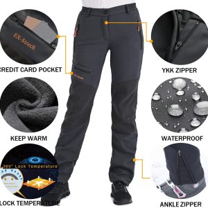 PostApparelky - Pantalones de esquí para nieve para mujer, impermeables, para senderismo, con aislamiento, para snowboard, con cremallera, en la parte inferior de la pierna - Imagen 3