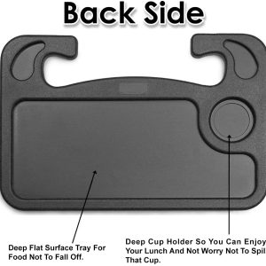 lebogner Escritorio para volante de automóvil, computadora portátil, tableta, iPad o notebook Mesa de viaje para automóvil, gancho para comer Food & Beverages en la bandeja del volante, para viajeros constantes, se adapta a la mayoría de los volantes de vehículos - Imagen 4