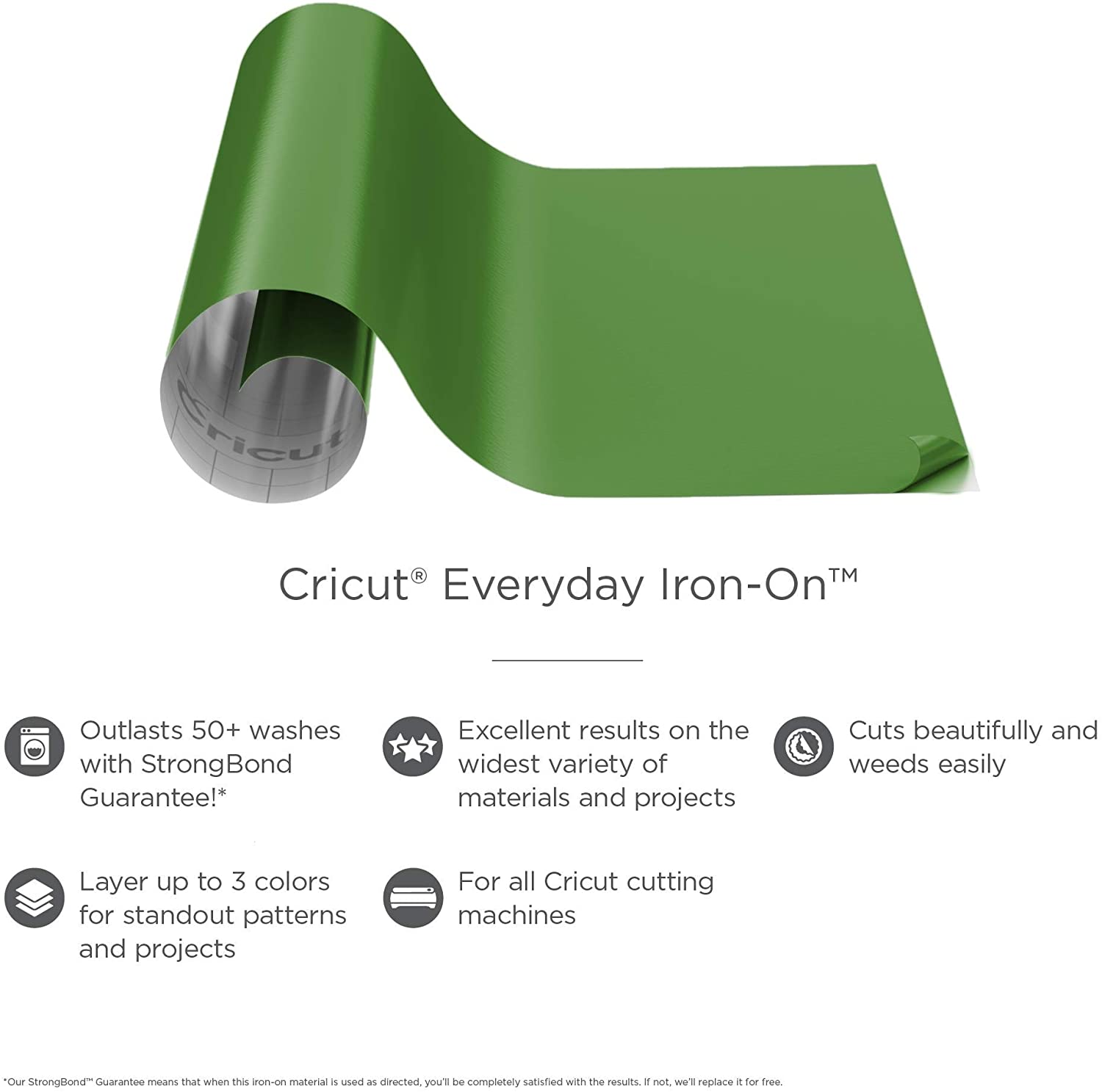 Cricut Everyday Iron On - 12" x 2ft - Vinilo HTV para camisetas - Uso con Cricut Explore Air 2/Maker - Verde manzana - Imagen 3