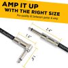 Cable de instrumento de audio GLS - Cable de amplificador para bajo y guitarra eléctrica - Cable de instrumento de ángulo recto a derecho de 1/4 pulgadas - Tweed trenzado negro/gris, 6 pies - Imagen 6