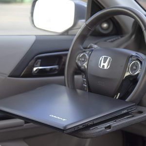lebogner Escritorio para volante de automóvil, computadora portátil, tableta, iPad o notebook Mesa de viaje para automóvil, gancho para comer Food & Beverages en la bandeja del volante, para viajeros constantes, se adapta a la mayoría de los volantes de vehículos - Imagen 7