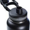 Thermoflask Botella de agua aislada doble de acero inoxidable con dos tapas, 18 oz, negro - Imagen 4