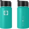 Botella de agua deportiva Iron Flask - 14 oz, 3 tapas (tapa de paja), a prueba de fugas, acero inoxidable aislado al vacío, doble pared, taza térmica, cantimplora de metal - Imagen 5