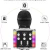 OVELLIC Micrófono de karaoke para niños, micrófono de karaoke inalámbrico Bluetooth con luces LED, máquina de altavoz de micrófono portátil de mano, grandes regalos juguetes para niñas niños adultos todas las edades (negro) - Imagen 2