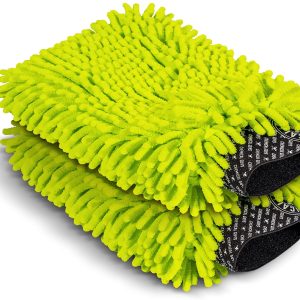 Chenille Premium - Manopla de lavado de microfibra sin arañazos, color verde (paquete de 2) - Imagen 2