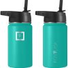 Botella de agua deportiva Iron Flask - 14 oz, 3 tapas (tapa de paja), a prueba de fugas, acero inoxidable aislado al vacío, doble pared, taza térmica, cantimplora de metal - Imagen 3